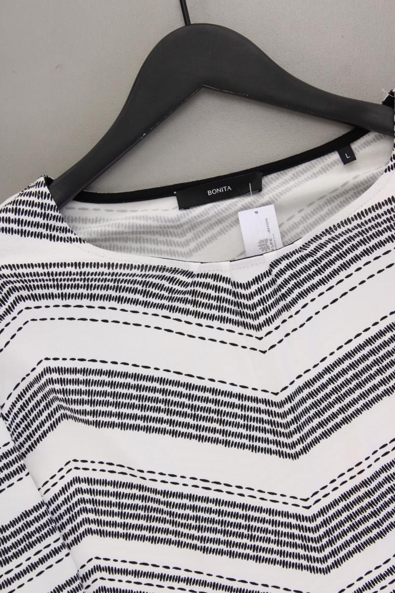 Bonita Printshirt Gr. L geometrisches Muster Langarm schwarz aus Viskose