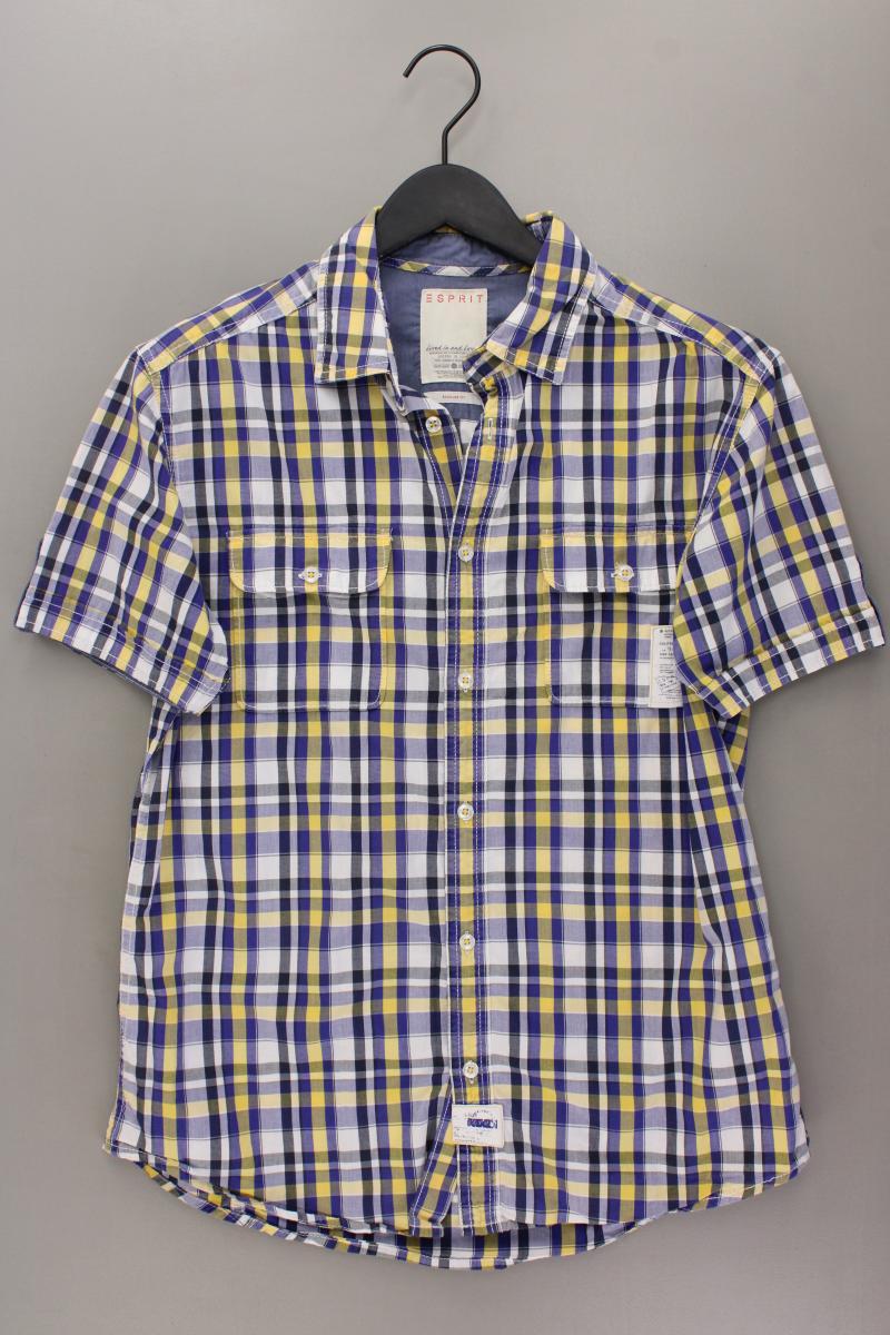 Esprit Karohemd für Herren Gr. M kariert Kurzarm blau aus Baumwolle