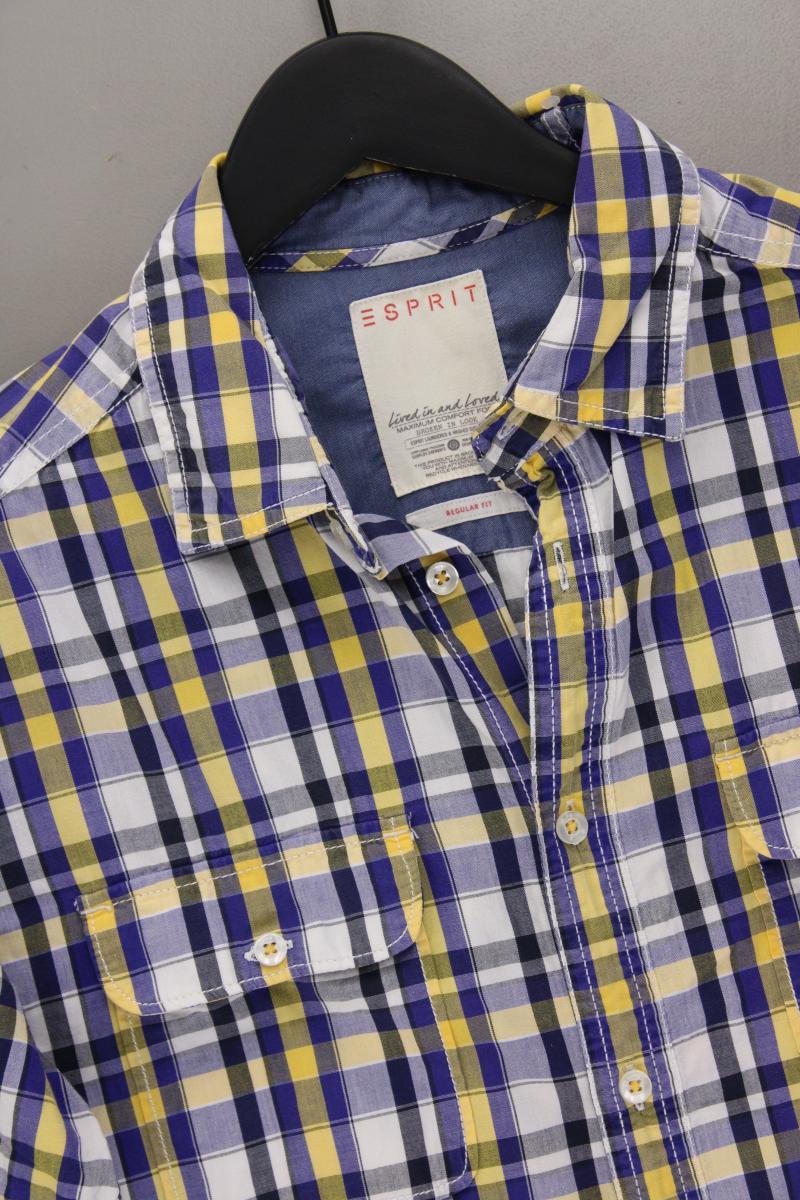 Esprit Karohemd für Herren Gr. M kariert Kurzarm blau aus Baumwolle