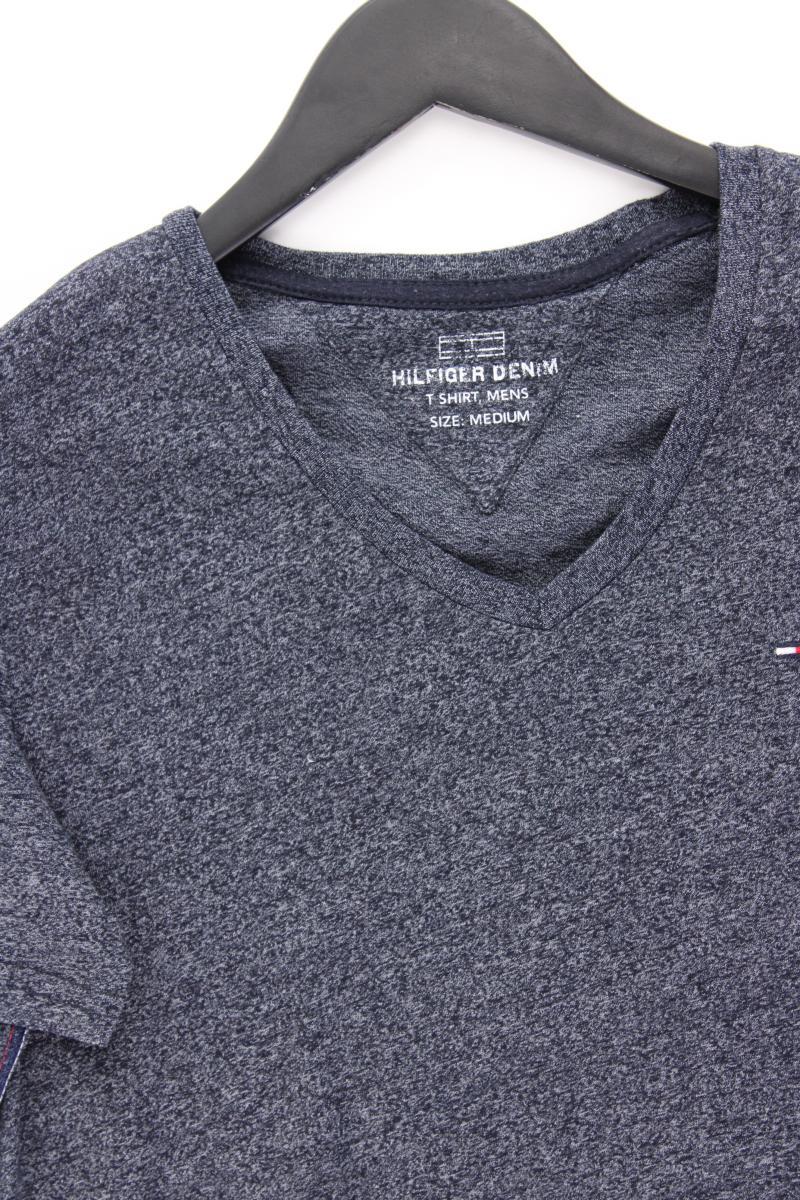 Hilfiger Denim Shirt mit V-Ausschnitt für Herren Gr. M Kurzarm blau