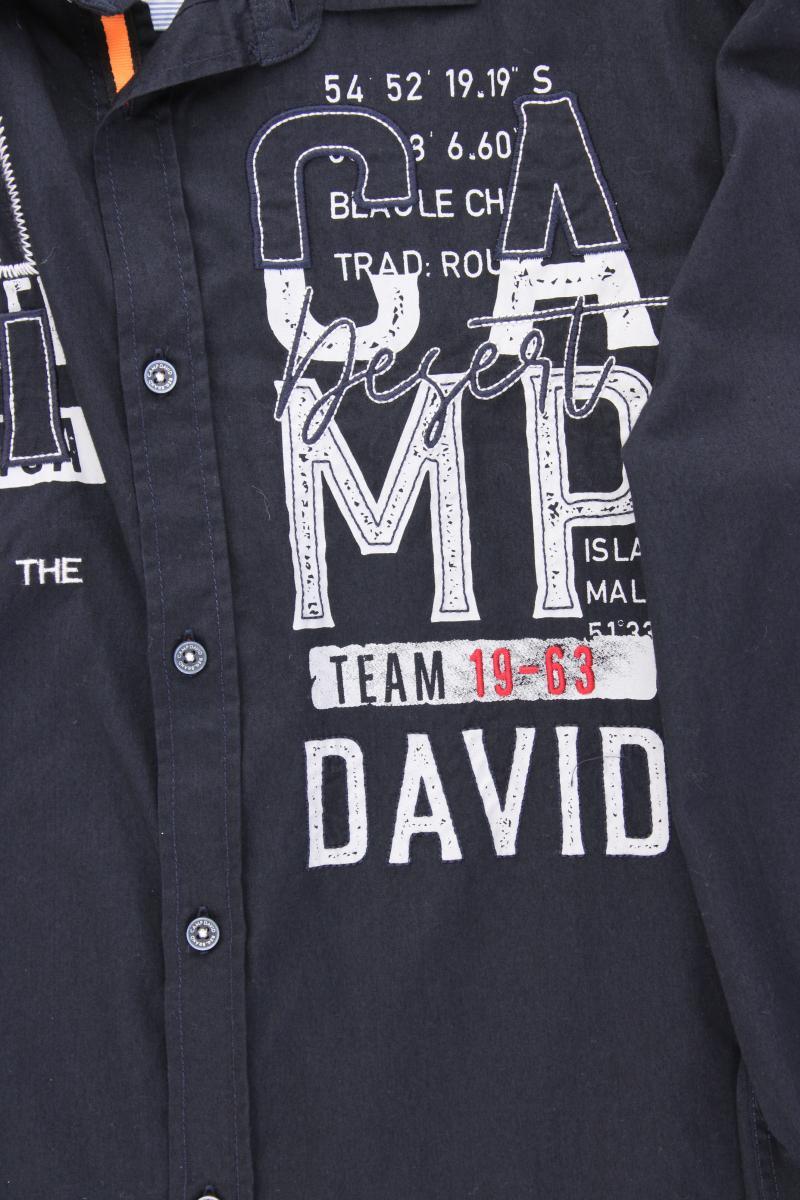 Camp David Langarmhemd für Herren Gr. XL blau aus Baumwolle