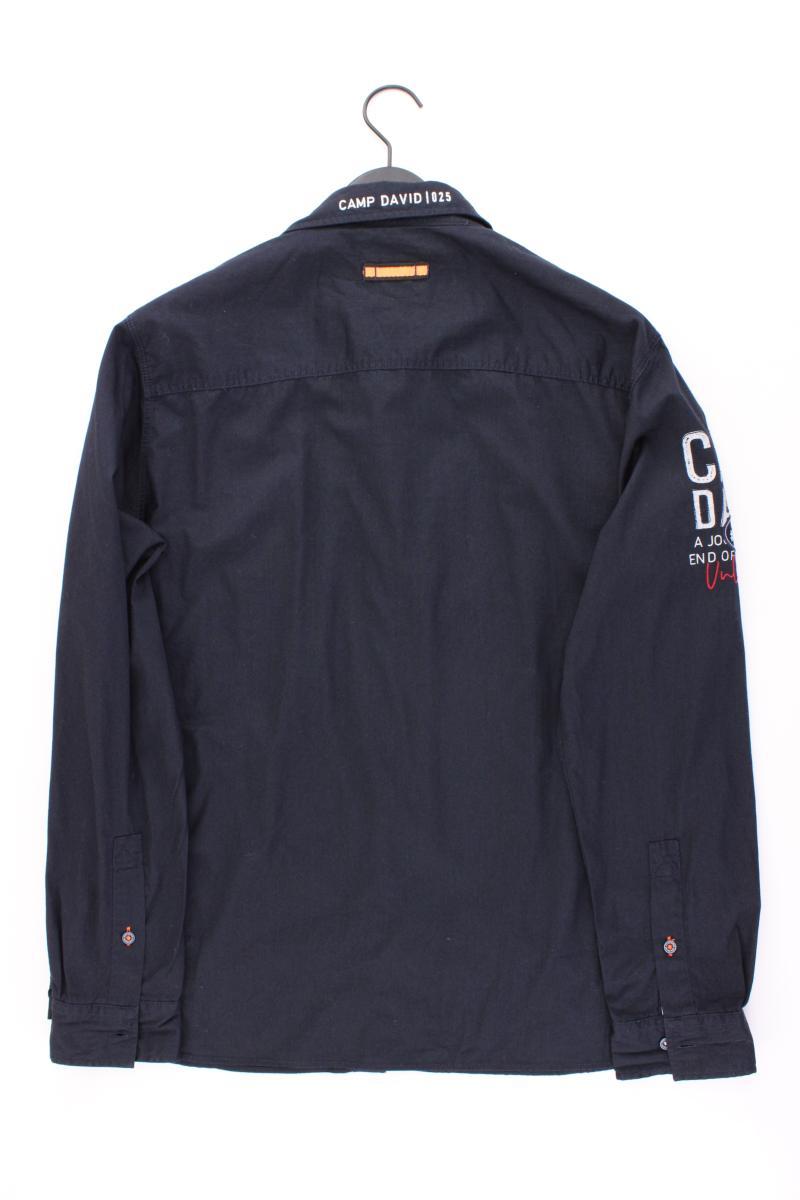 Camp David Langarmhemd für Herren Gr. XL blau aus Baumwolle