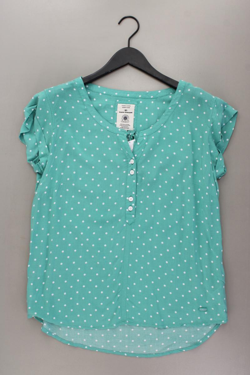 Tom Tailor Kurzarmbluse Gr. 40 gepunktet grün aus Viskose