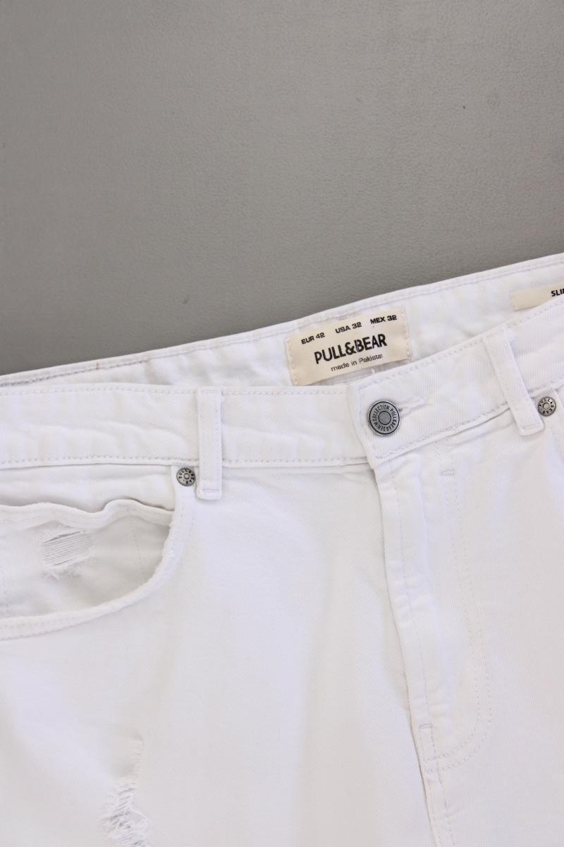 Pull&Bear Shorts für Herren Gr. W32 weiß aus Baumwolle