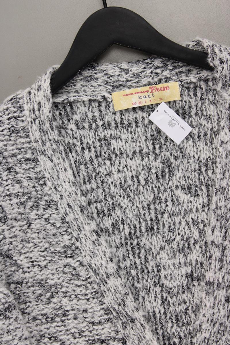 Tom Tailor (Denim) Strickjacke mit Glitzer Gr. XS Langarm grau aus Polyacryl