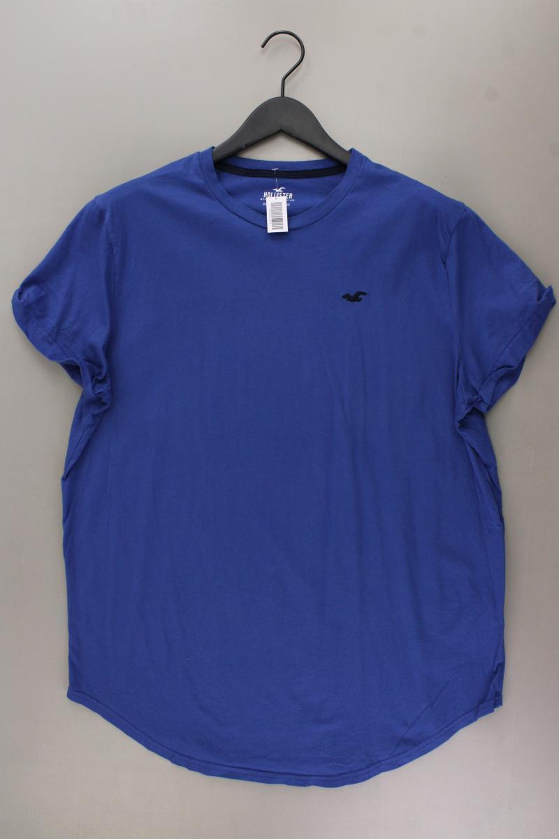 Hollister T-Shirt für Herren Gr. XXL Kurzarm blau aus Baumwolle