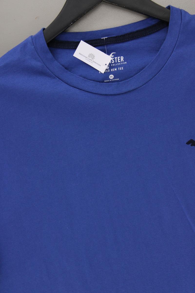 Hollister T-Shirt für Herren Gr. XXL Kurzarm blau aus Baumwolle