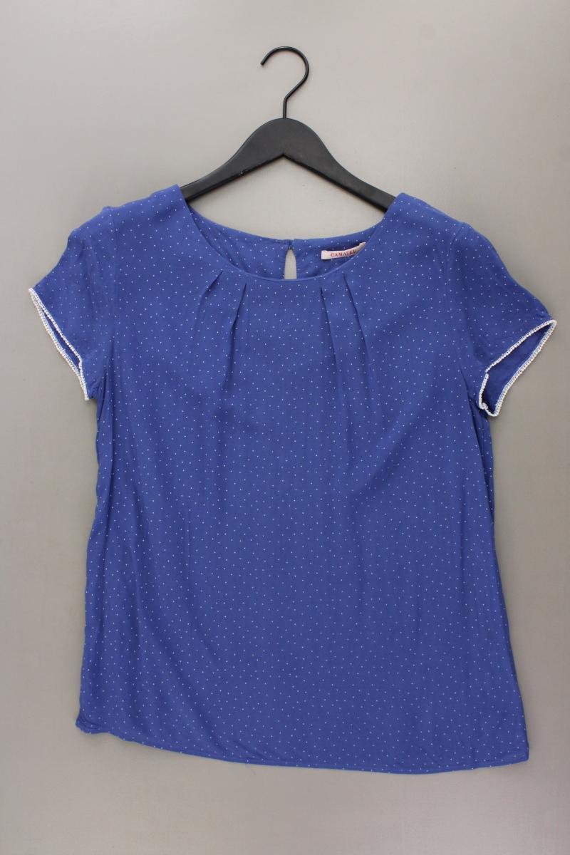 CAMAiEU Kurzarmbluse Gr. 40 gepunktet blau