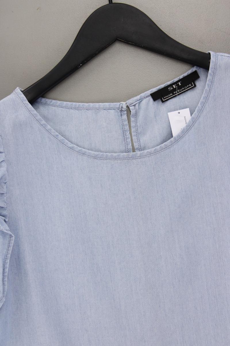 Set Ärmellose Bluse Gr. 38 blau aus Lyocell