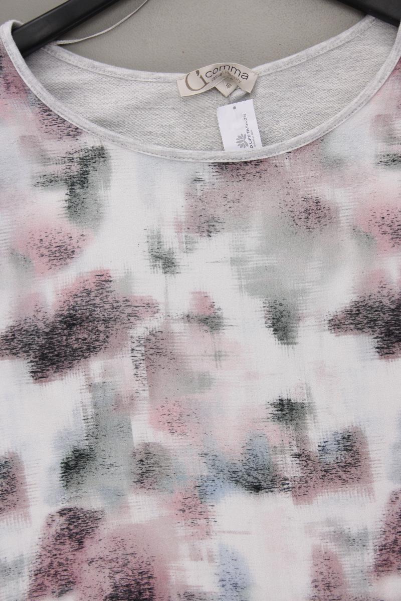 comma, Kurzarmbluse Gr. 40 grau aus Viskose