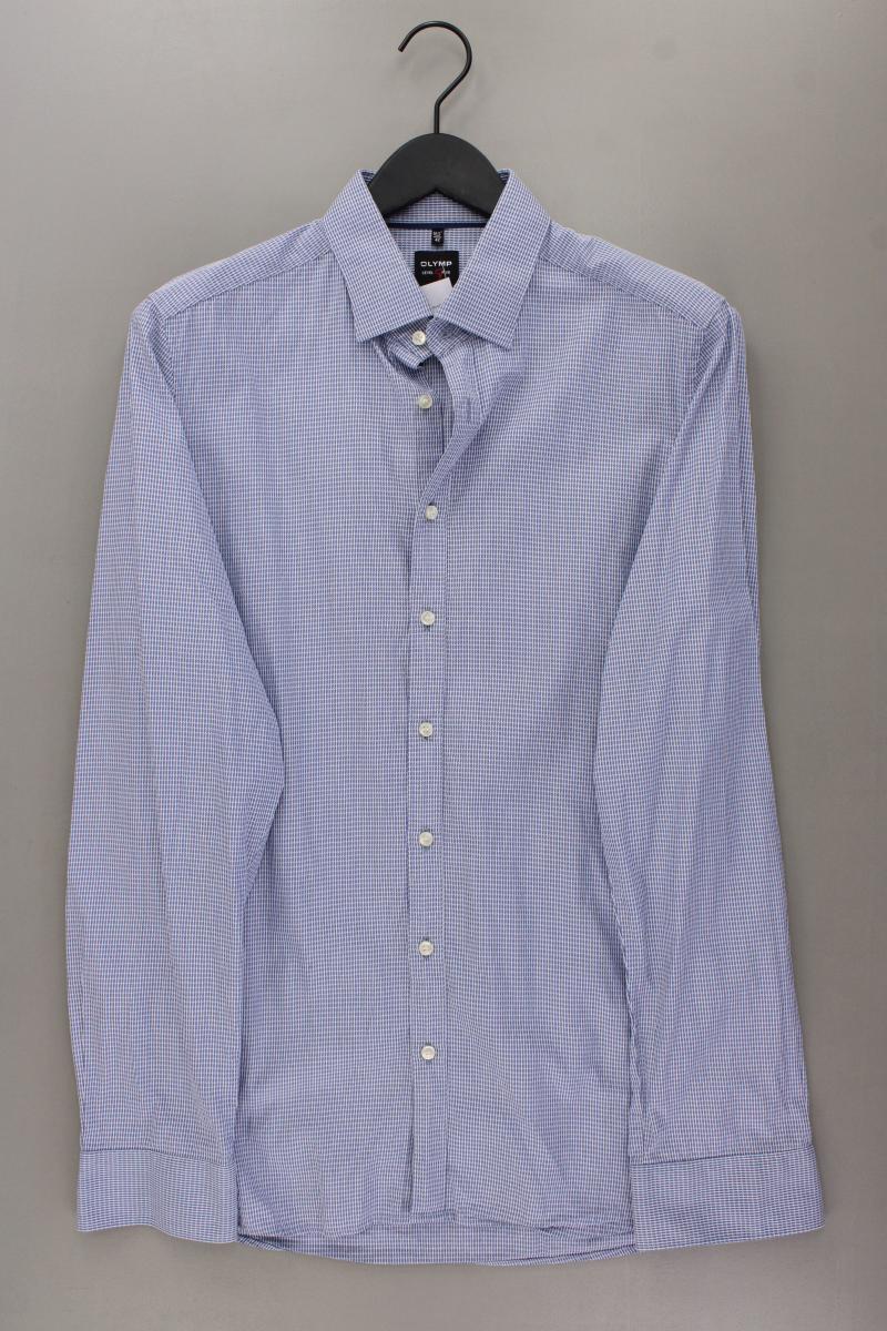 Olymp Langarmhemd für Herren Gr. Hemdgröße 42 blau aus Baumwolle