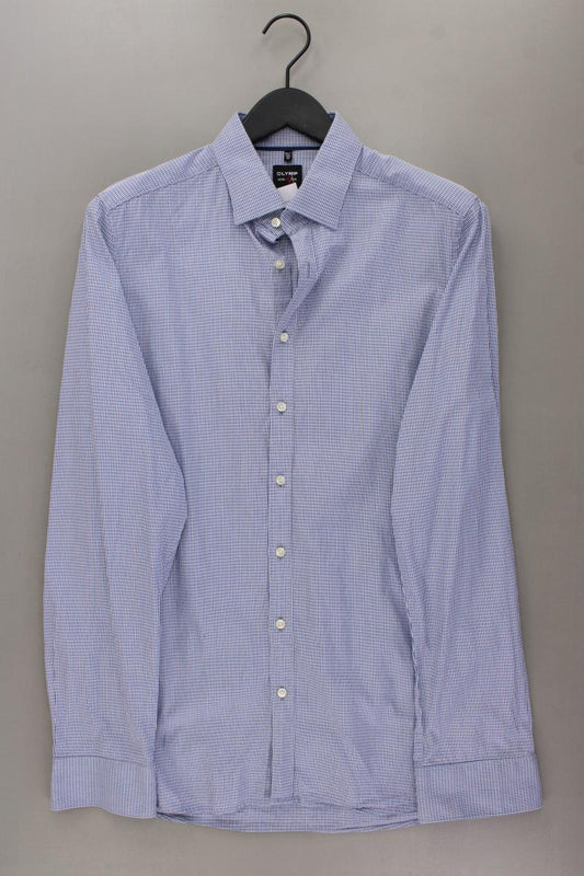 Olymp Langarmhemd für Herren Gr. Hemdgröße 42 blau aus Baumwolle