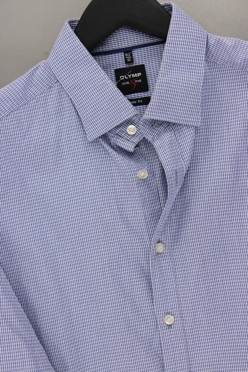 Olymp Langarmhemd für Herren Gr. Hemdgröße 42 blau aus Baumwolle