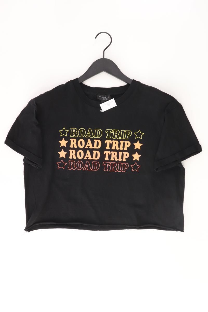 Topshop Cropped Shirt Gr. 44 Kurzarm schwarz aus Baumwolle