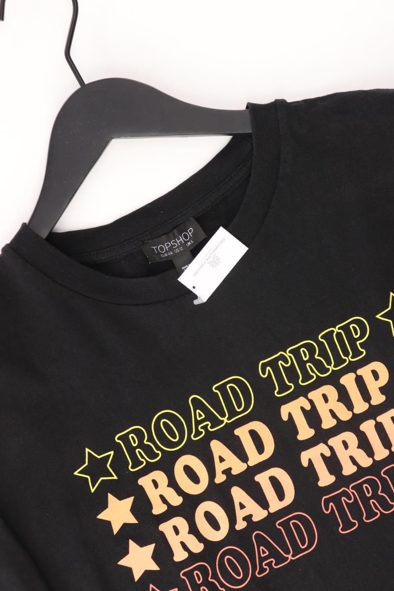 Topshop Cropped Shirt Gr. 44 Kurzarm schwarz aus Baumwolle