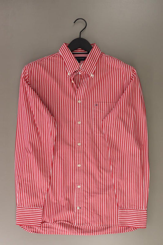 Tommy Hilfiger Langarmhemd für Herren Gr. M gestreift rot aus Baumwolle