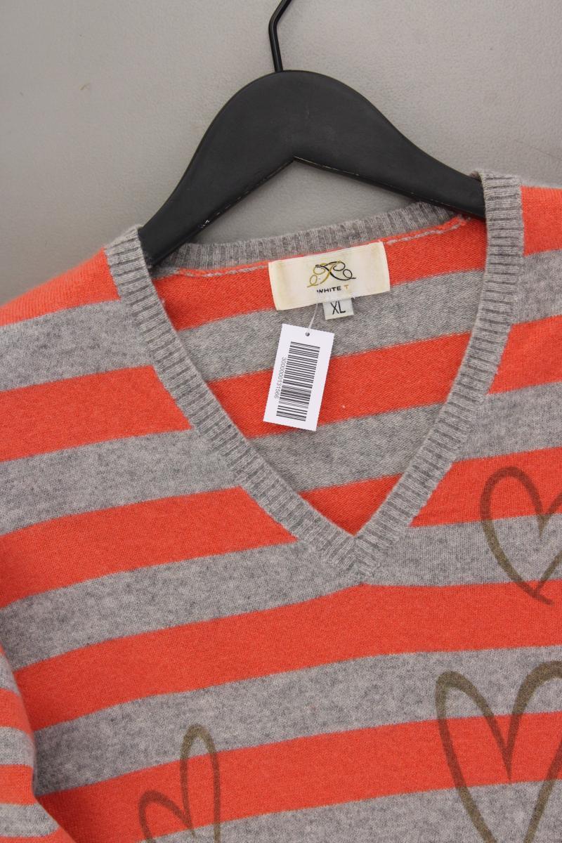 White T Cashmerepullover Gr. XL gestreift grau aus Kaschmir