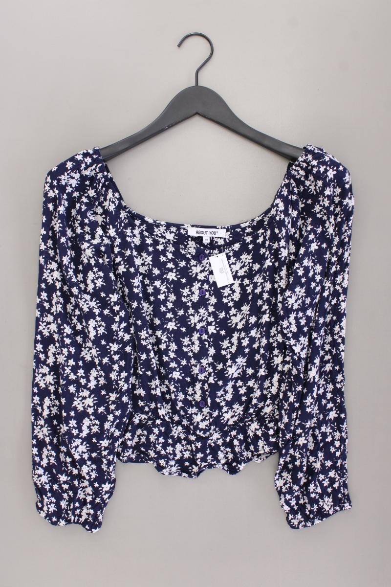 About You Langarmbluse Gr. 40 mit Blumenmuster blau aus Viskose