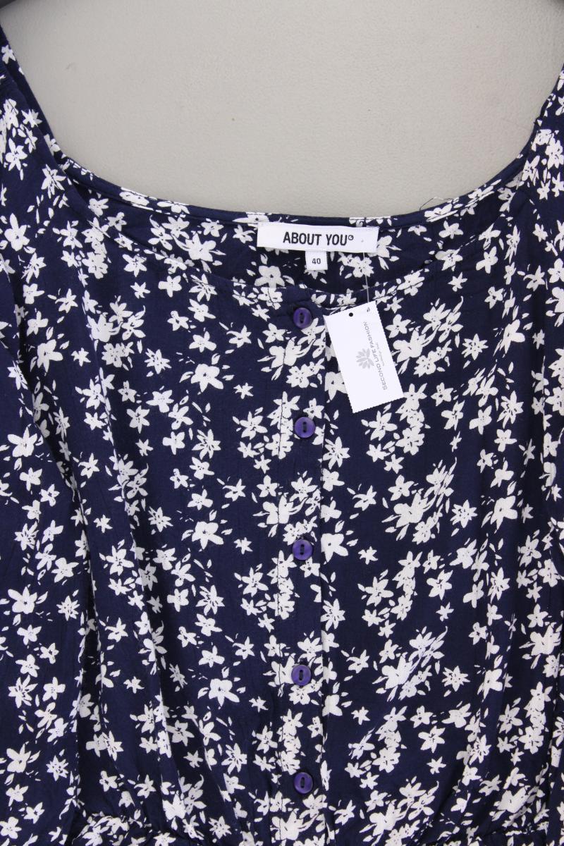 About You Langarmbluse Gr. 40 mit Blumenmuster blau aus Viskose