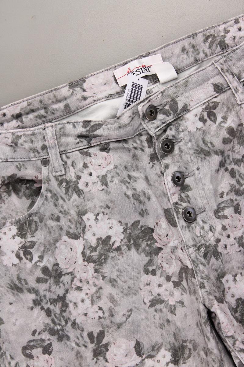 Linea Tesini Hose Gr. 44 mit Blumenmuster grau