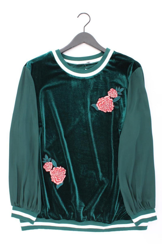 Judith Williams Samtbluse Gr. 50 neuwertig Langarm grün aus Polyester