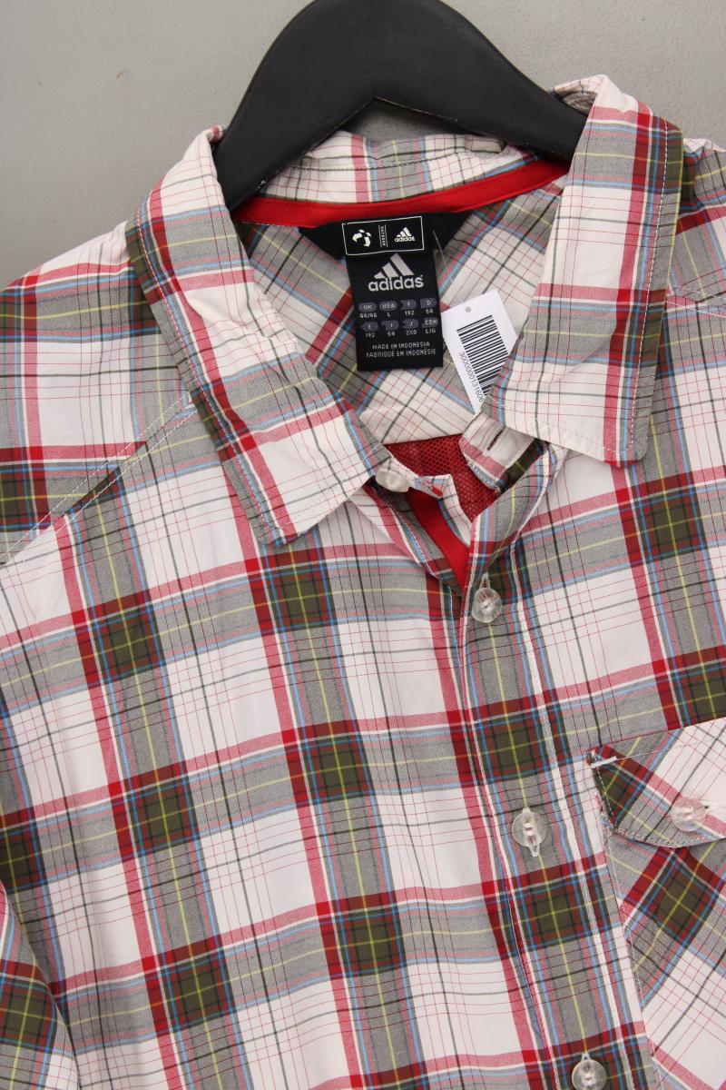 Adidas Karohemd für Herren Gr. 54 kariert Kurzarm mehrfarbig aus Polyester