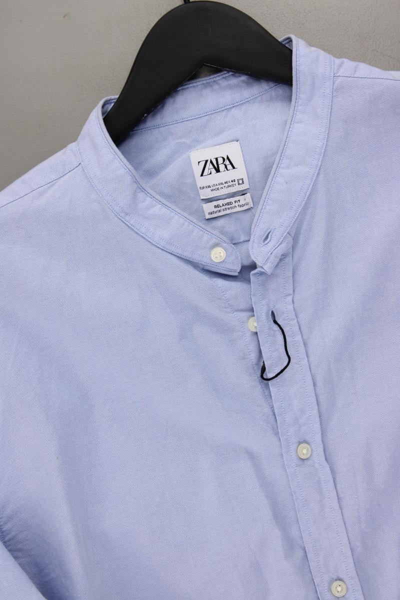 Zara Langarmhemd für Herren Gr. XXL blau aus Baumwolle