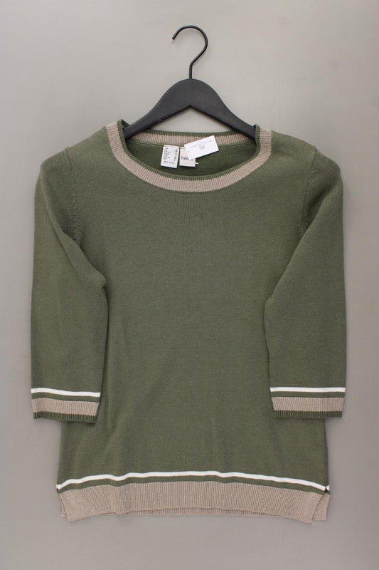 Heine Regular Shirt Gr. 36 3/4 Ärmel mit Glitzer olivgrün aus Baumwolle