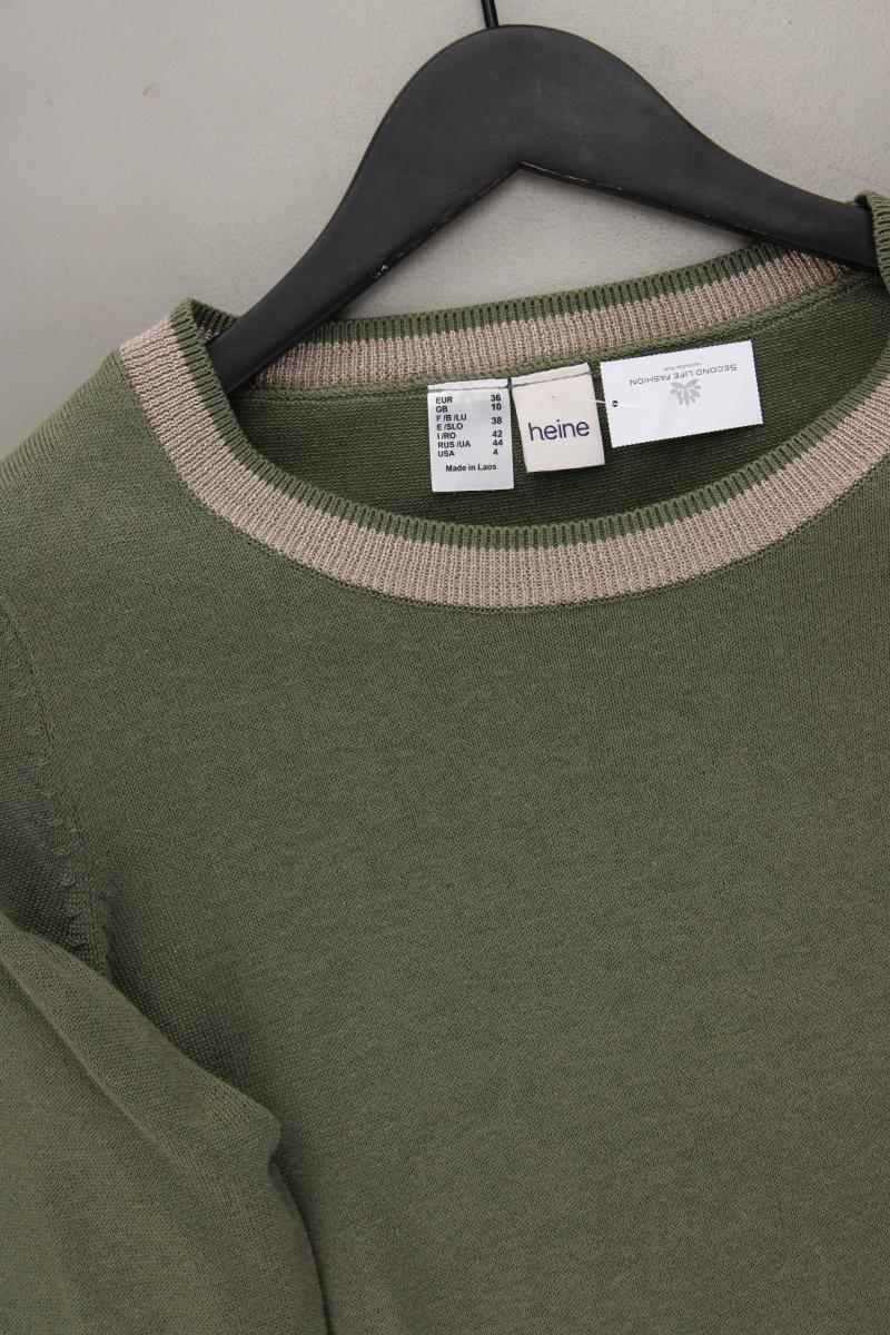 Heine Regular Shirt Gr. 36 3/4 Ärmel mit Glitzer olivgrün aus Baumwolle