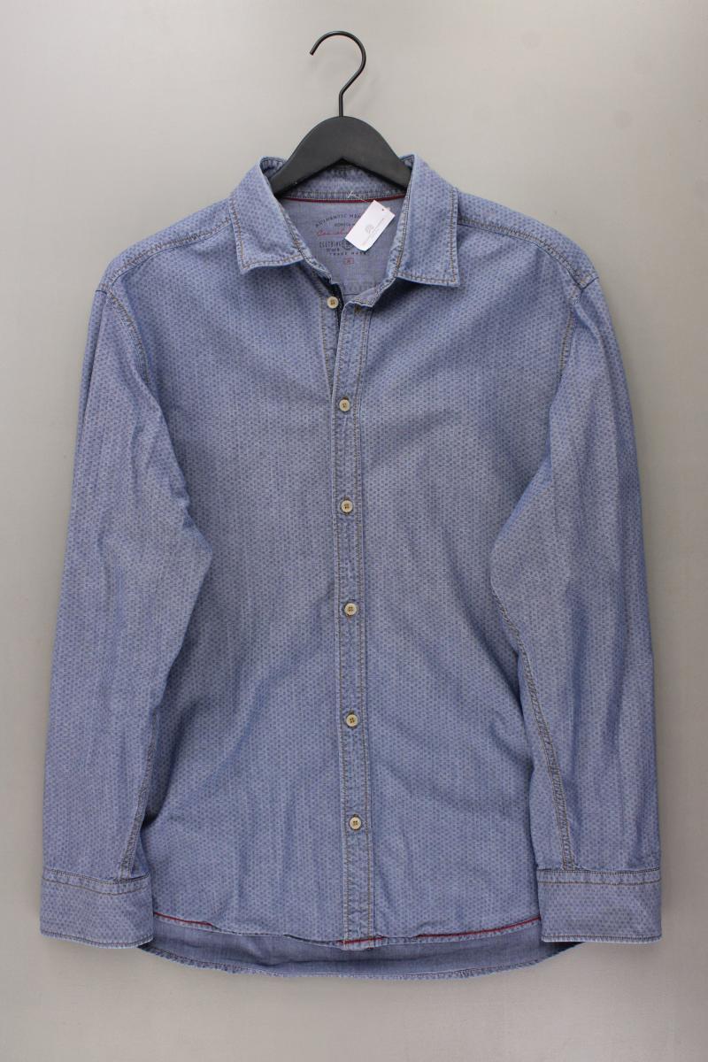 Bonita Langarmhemd für Herren Gr. XL blau aus Baumwolle