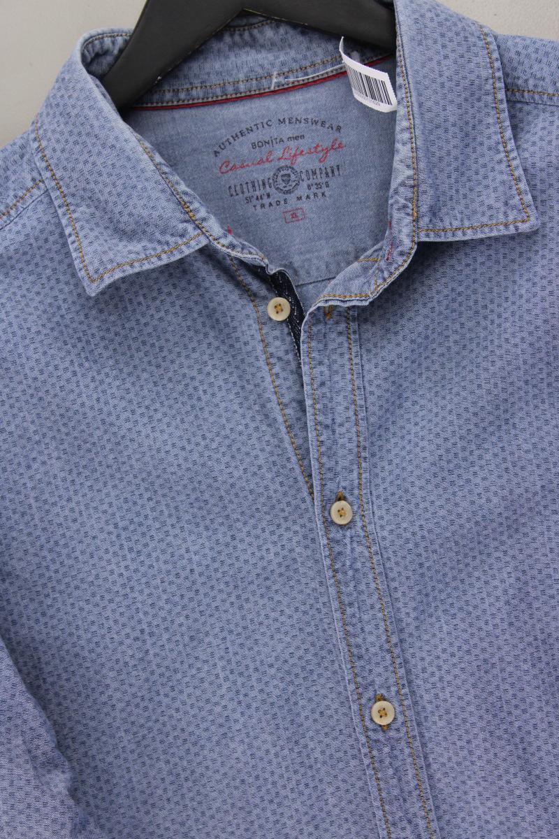 Bonita Langarmhemd für Herren Gr. XL blau aus Baumwolle