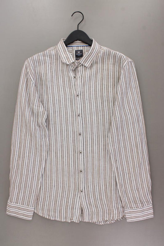 Engbers Leinenhemd für Herren Gr. Hemdgröße 43/44 gestreift Langarm braun