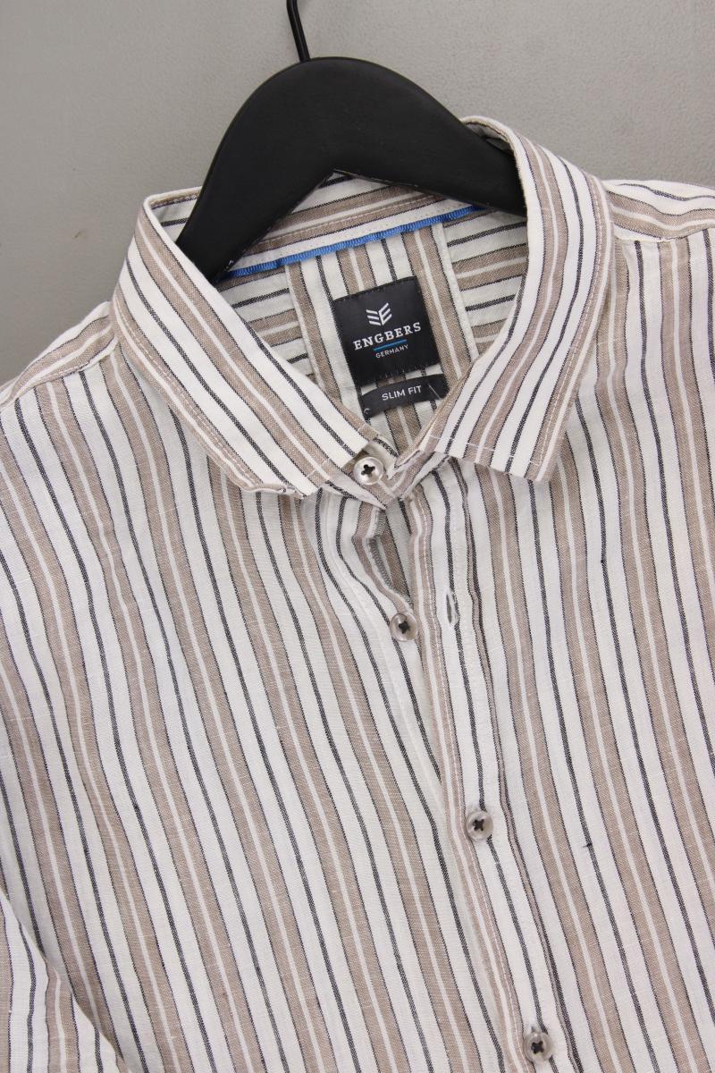 Engbers Leinenhemd für Herren Gr. Hemdgröße 43/44 gestreift Langarm braun