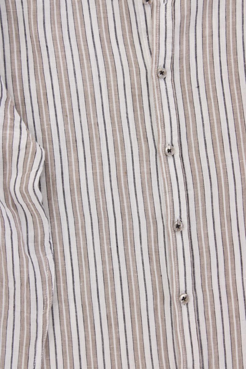 Engbers Leinenhemd für Herren Gr. Hemdgröße 43/44 gestreift Langarm braun