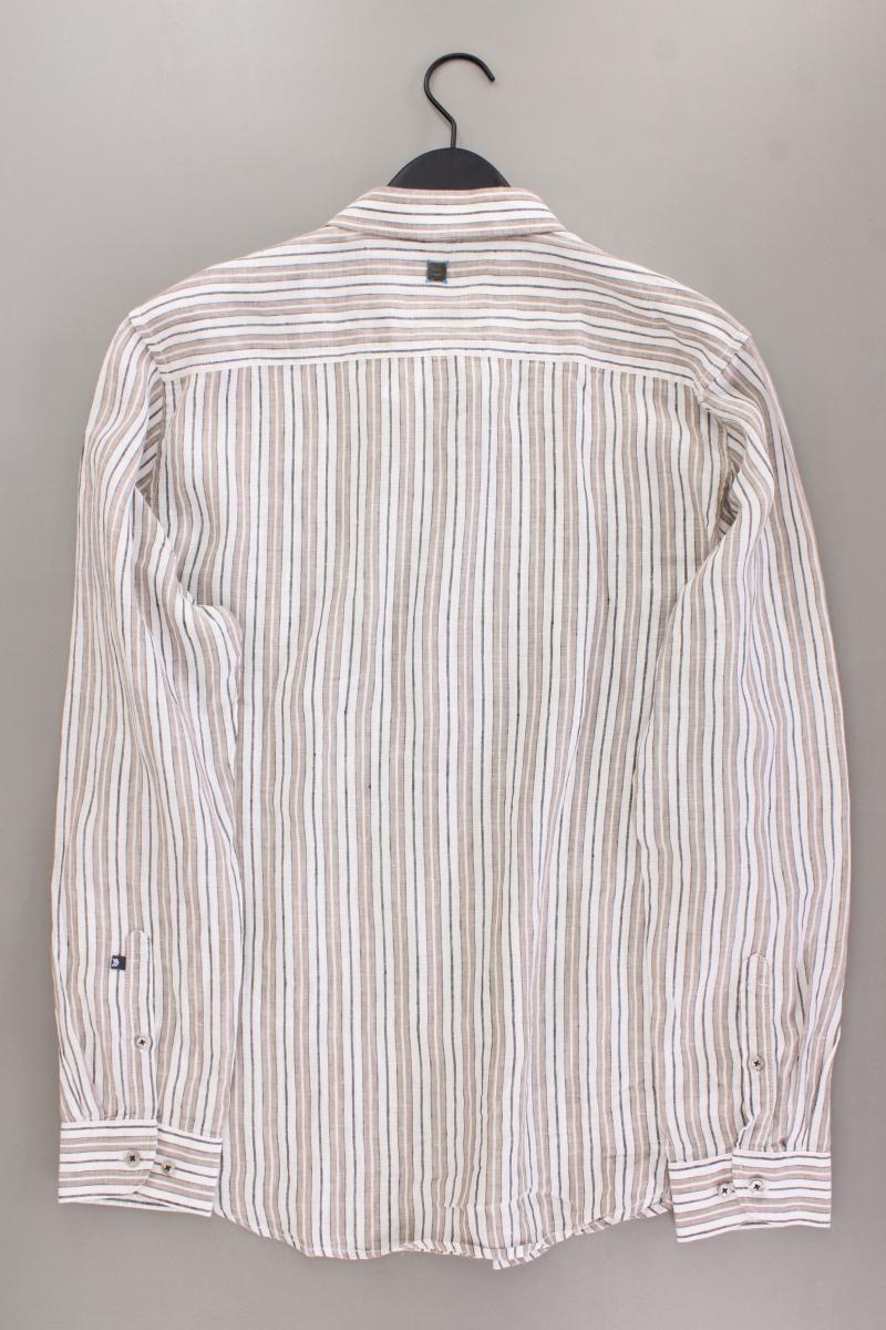 Engbers Leinenhemd für Herren Gr. Hemdgröße 43/44 gestreift Langarm braun