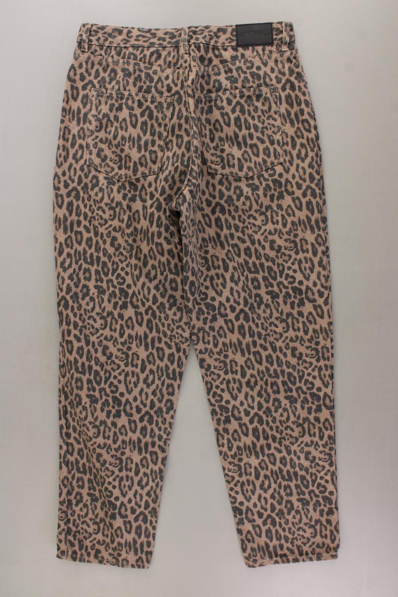 Monki Five-Pocket-Hose Gr. W29 mit Tierdruck neuwertig braun aus Baumwolle