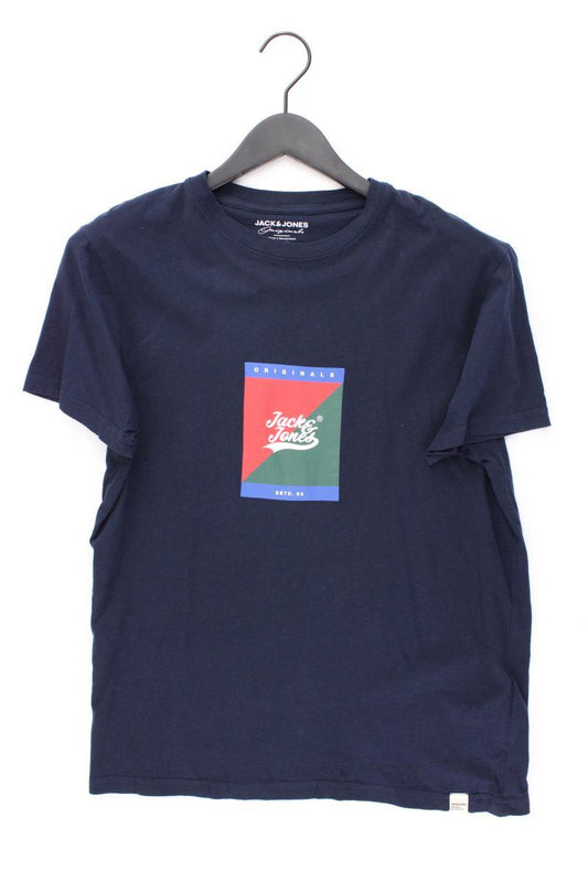 Jack & Jones Printshirt für Herren Gr. M Kurzarm blau aus Baumwolle