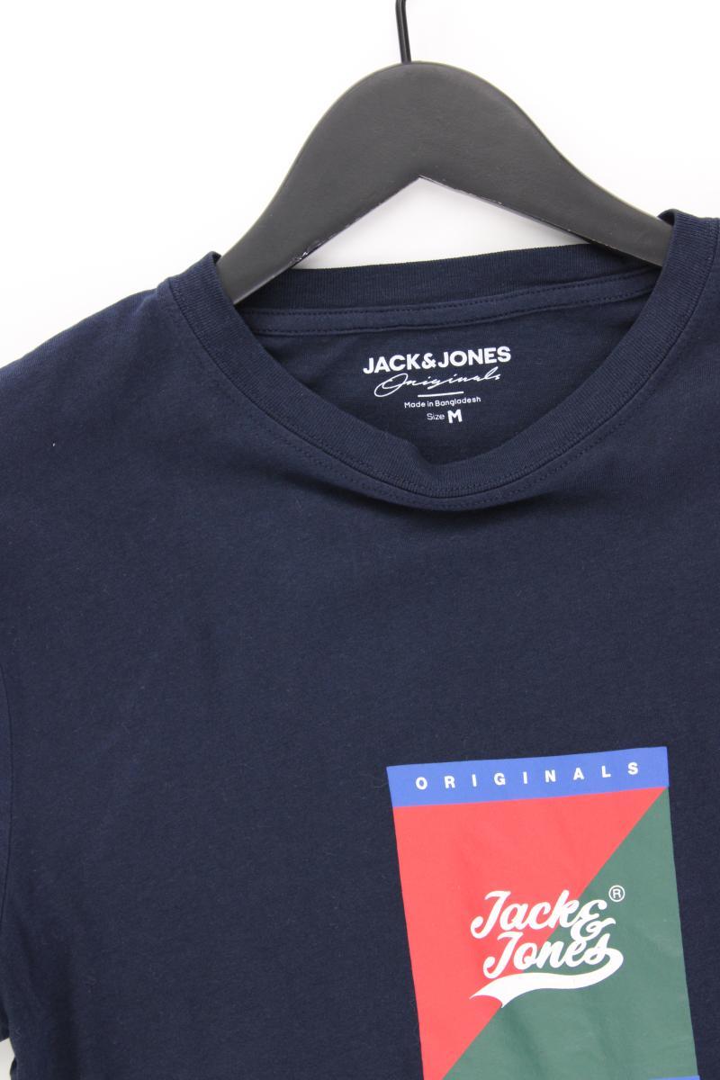 Jack & Jones Printshirt für Herren Gr. M Kurzarm blau aus Baumwolle