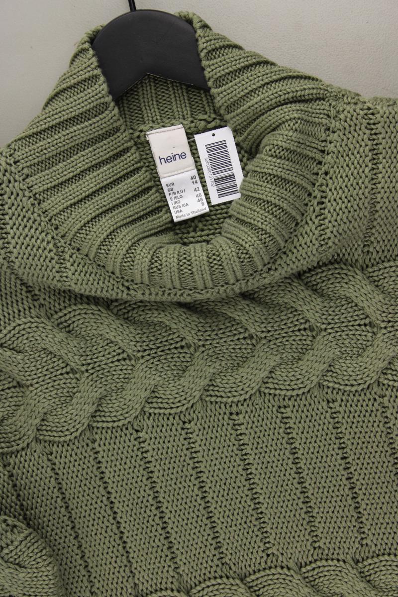 Heine Zopfpullover Gr. 40 neuwertig olivgrün aus Baumwolle