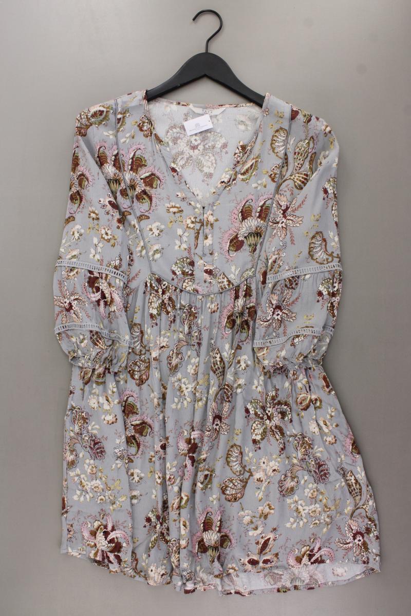 YAYA Midikleid Gr. 40 mit Paisleymuster 3/4 Ärmel grau aus Viskose