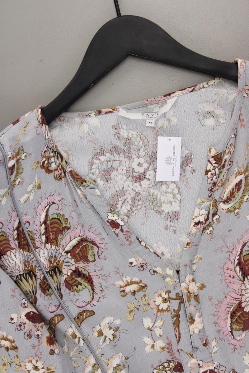 YAYA Midikleid Gr. 40 mit Paisleymuster 3/4 Ärmel grau aus Viskose