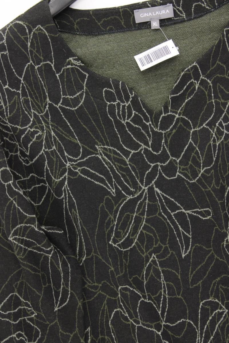 Gina Laura Langarmkleid Gr. XL mit Blumenmuster schwarz aus Polyester