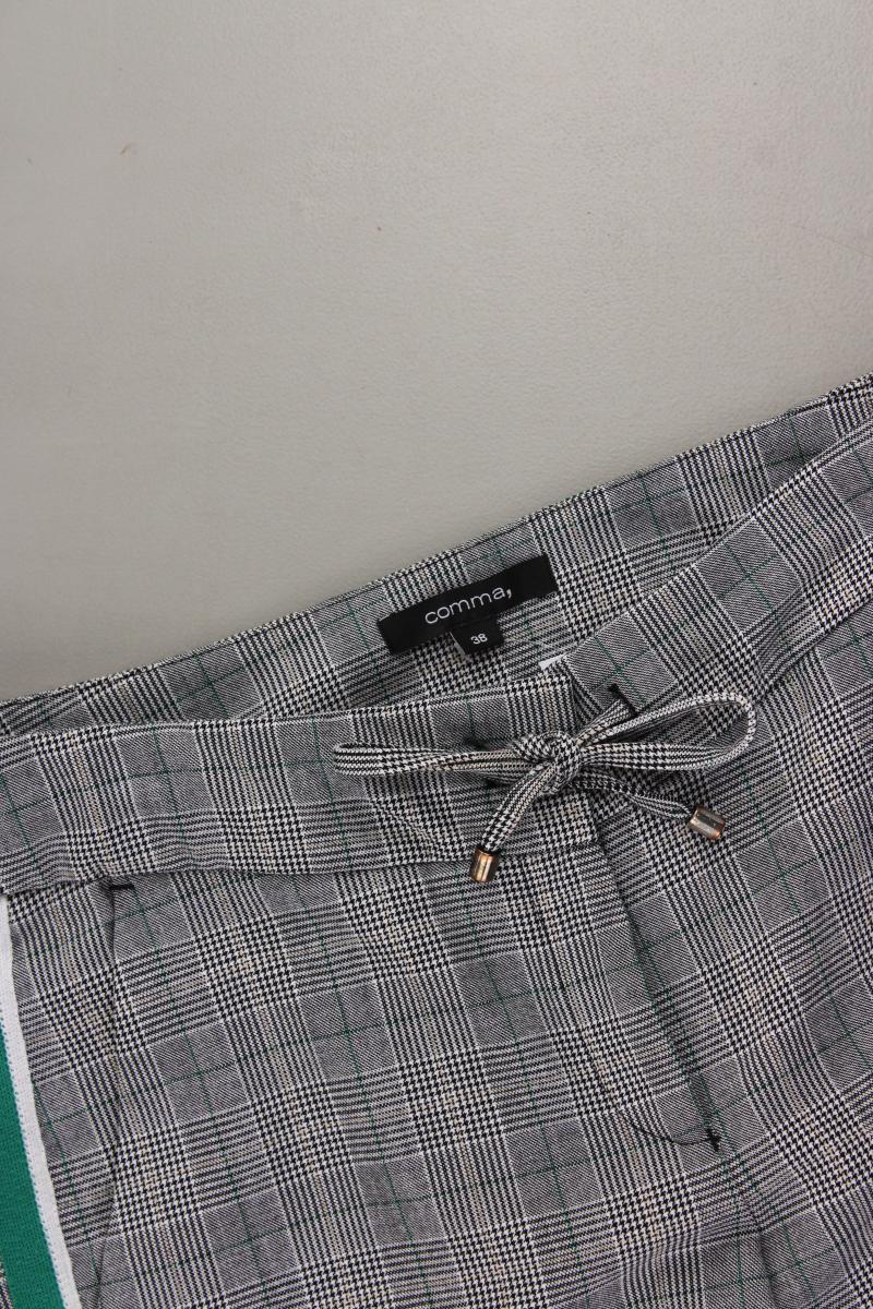 comma, Stoffhose Gr. 38 kariert neuwertig grau aus Polyester
