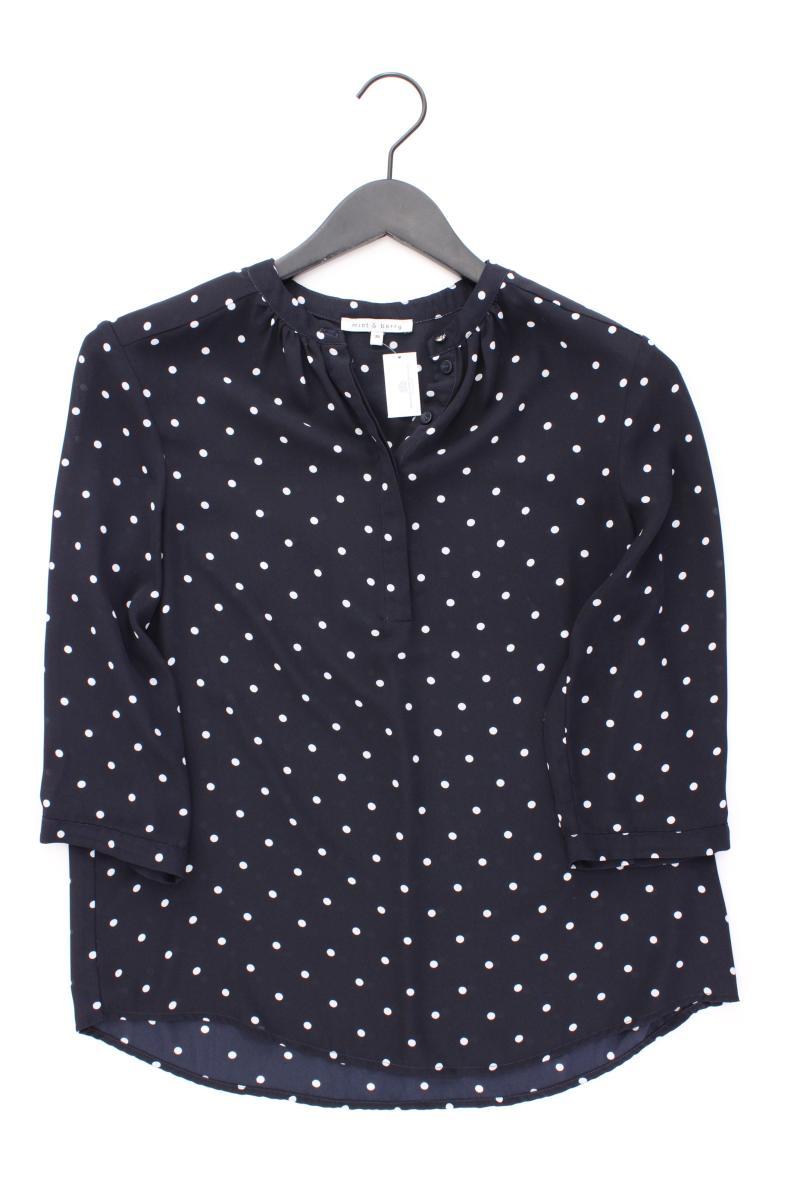 mint & berry Regular Bluse Gr. 38 gepunktet 3/4 Ärmel blau aus Polyester
