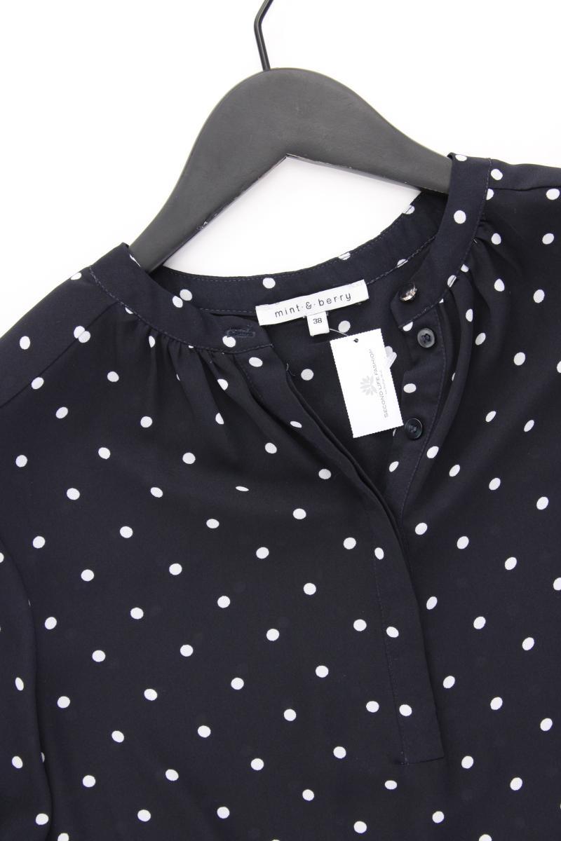 mint & berry Regular Bluse Gr. 38 gepunktet 3/4 Ärmel blau aus Polyester