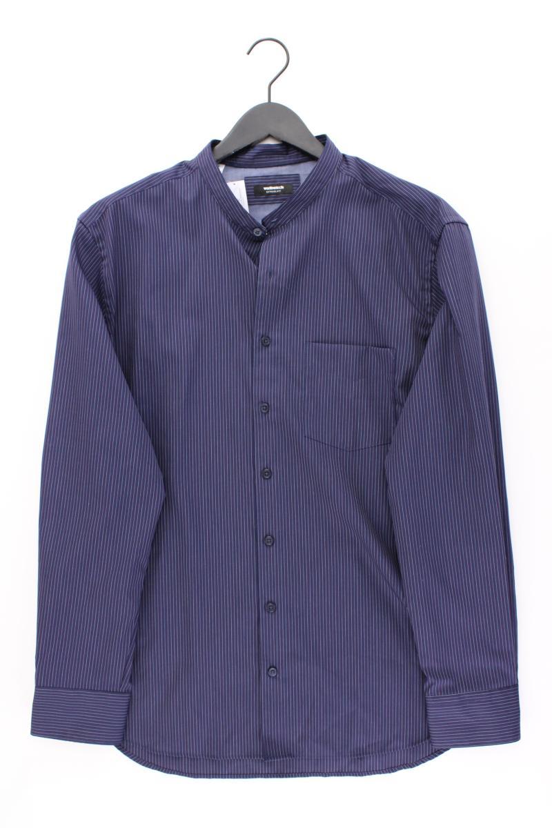 Walbusch Langarmhemd für Herren Gr. Hemdgröße 43/44 gestreift blau aus Baumwolle