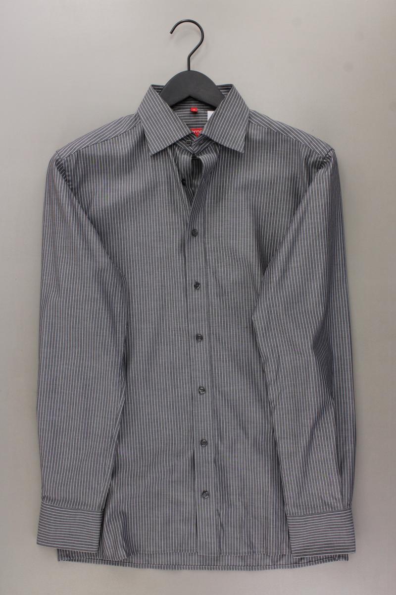 Eterna Langarmhemd für Herren Gr. Hemdgröße 38 gestreift grau aus Baumwolle