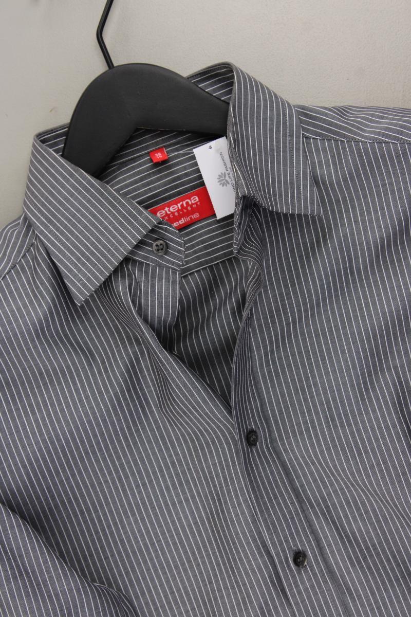 Eterna Langarmhemd für Herren Gr. Hemdgröße 38 gestreift grau aus Baumwolle