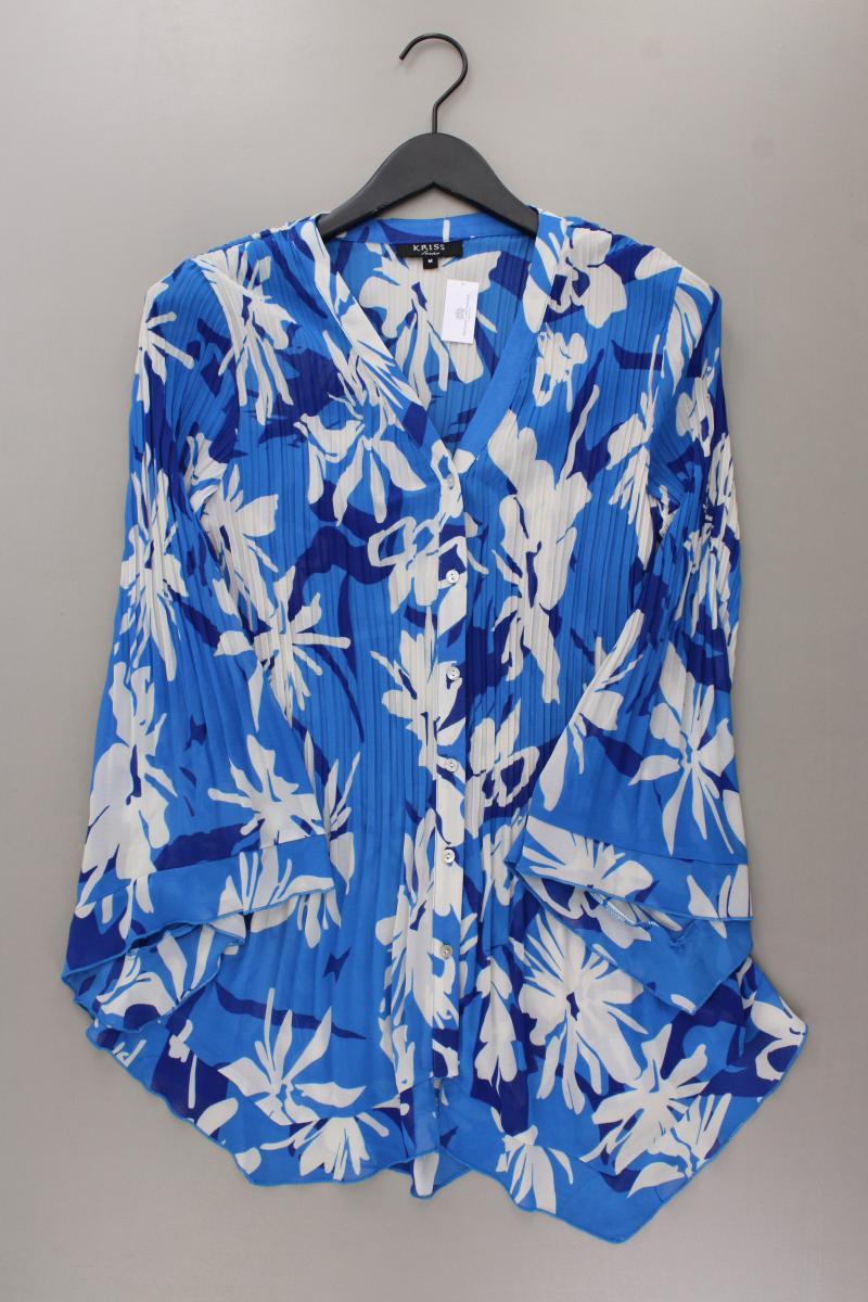 Kriss Sweden Langarmbluse Gr. M mit Blumenmuster blau