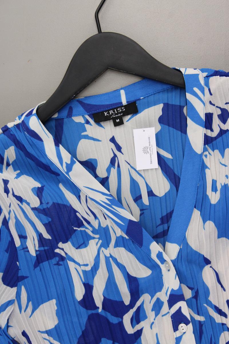 Kriss Sweden Langarmbluse Gr. M mit Blumenmuster blau